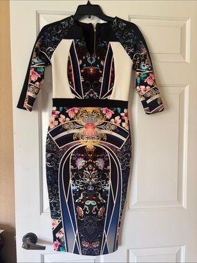 Floral Baroque Bodycon Dress - Multicolor